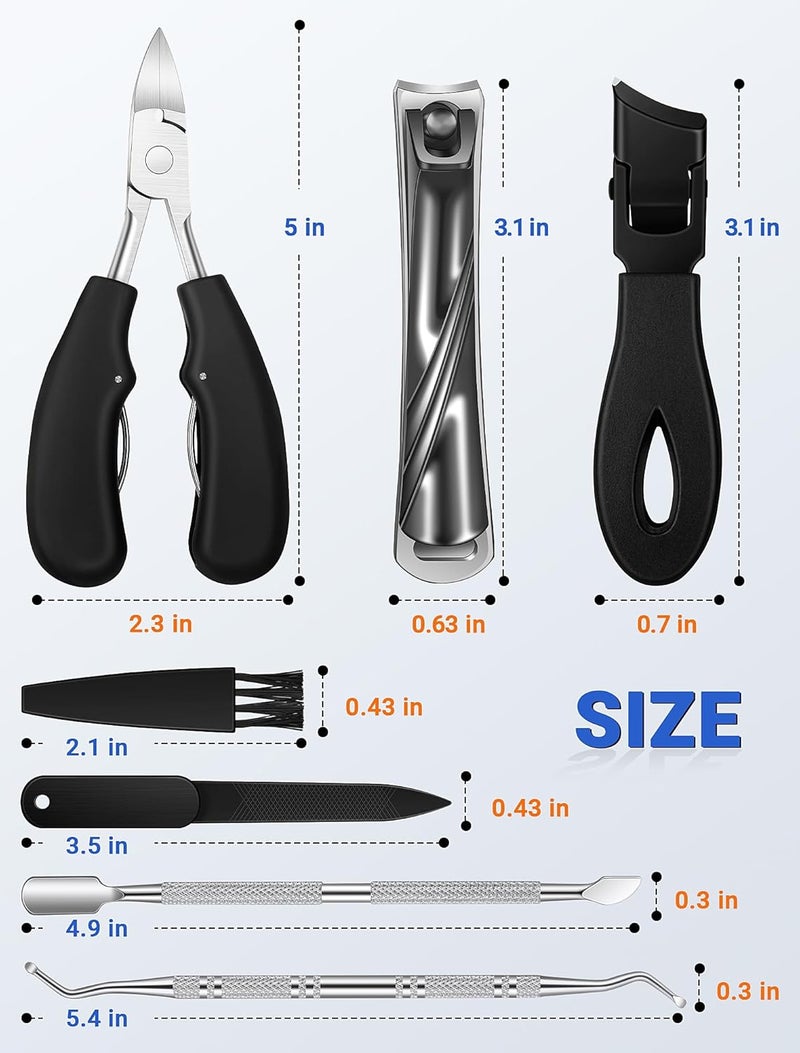 MERDTTES Toenail Clippers for Seniors Thick Toenails, Sharp Ingrown Toenail Clippers Nail Cutter Long Handle with Wide Jaw for Thick Nails, Heavy Duty Large Toe Nail Clipper Set for Men & Women,7 Pcs - Image 5